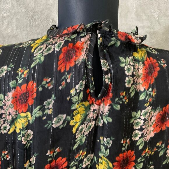 Zara Boho Floral Pom Pom Peasant Patchwork Long sleeve, tiered Dress Size S - Picture 4 of 16